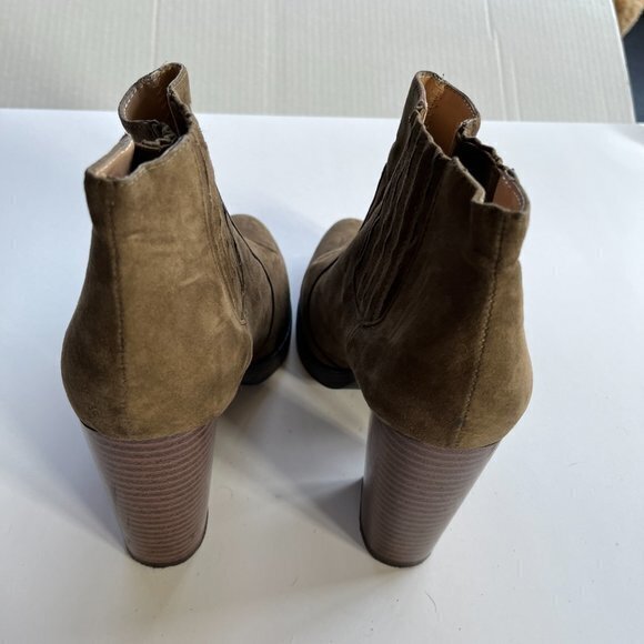 ZARA SUEDE STACK CHUNKY HEELED ANKLE BOOTS BOOTIES - Picture 6 of 11